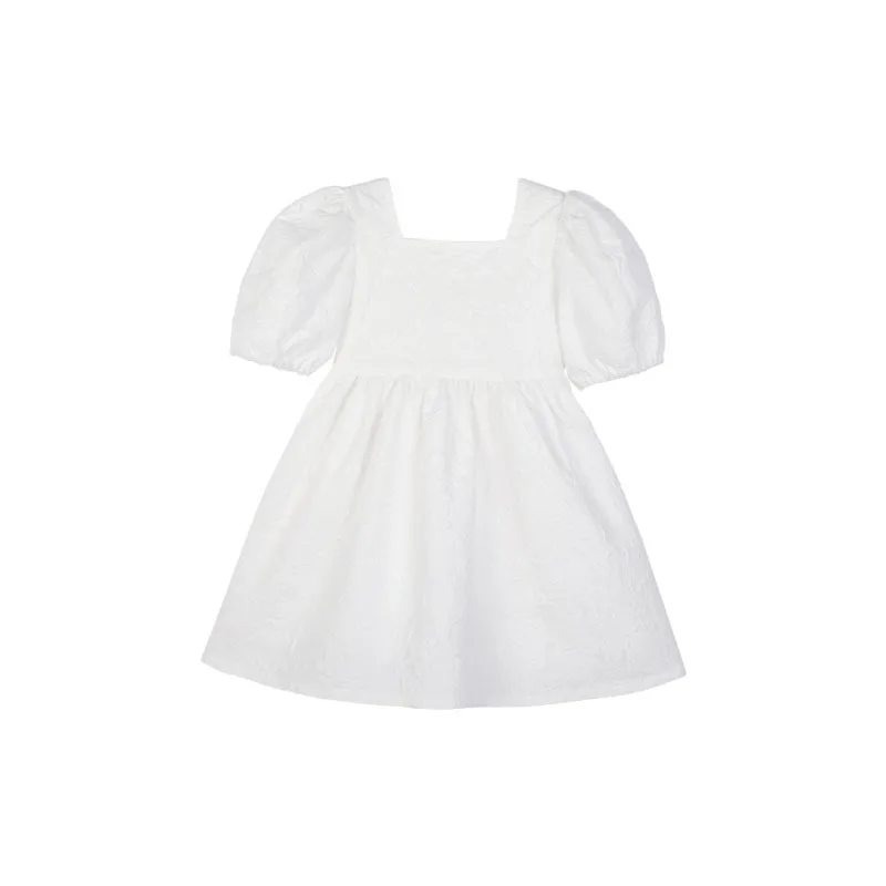 

Girl's temperament French children's han edition dress summer wear new cuhk party led long white dress children's clothes
