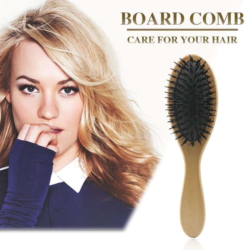 

Barber Hairdressing Massage Comb Boar Bristle Hair Comb Wooden Handle Comb Anti-static Hairbrush Hair Tools Scalp Paddle Brush