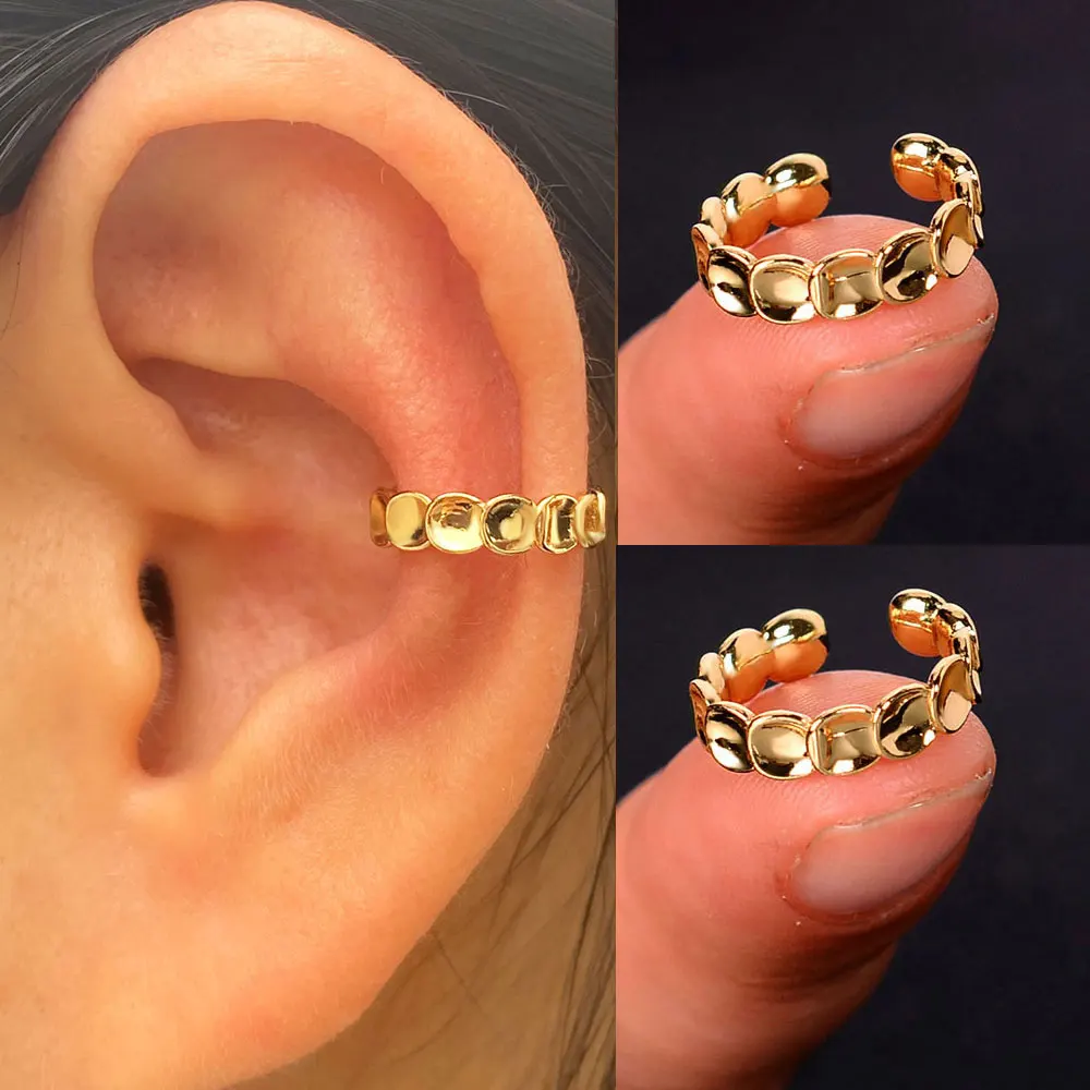 2022 Hot Wrap Clipcuffs Statement Clip on Earrings Without Piercing Cartilage Cuffs for Women Girl Geometry Ear Cilps 2Pc - купить по