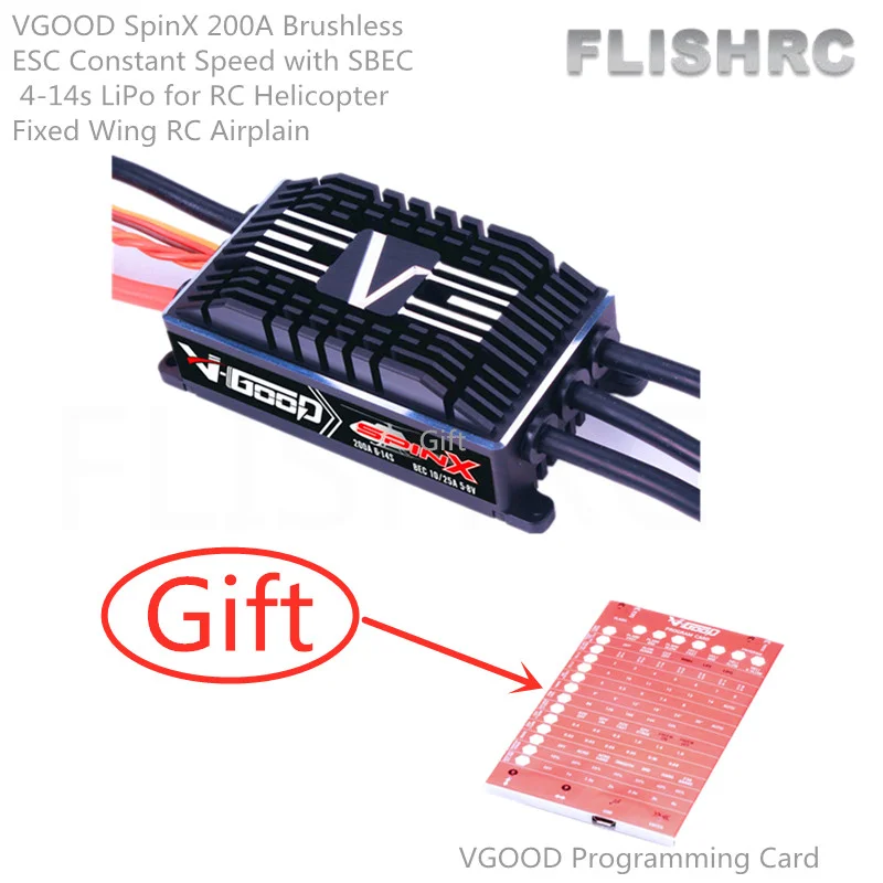 VGOOD SpinX 200A бесщеточный ESC CNC металлический корпус с постоянной скоростью SBEC 6 14s LiPo