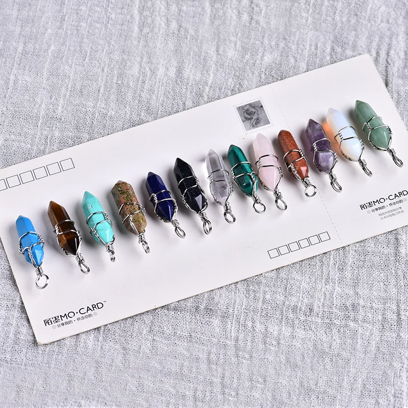 

1PC Natural Crystal Mineral Ornament Amethyst Crystal Point Pendant Couple Pendant Necklace Pendant DIY Gift Jewelry