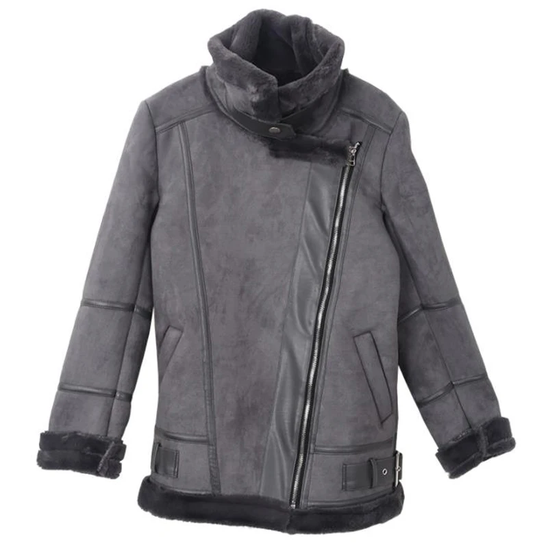 Модные байкерские женские меховые пальто толстые теплые офисные автомобильные