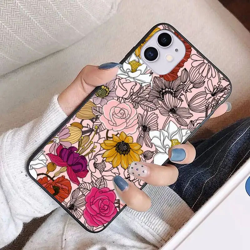 

Tiled Dry Flower Phone Case For iphone 12 pro max case 11 Pro MAX X XR XS SE 2020 6S 7 8 Plus