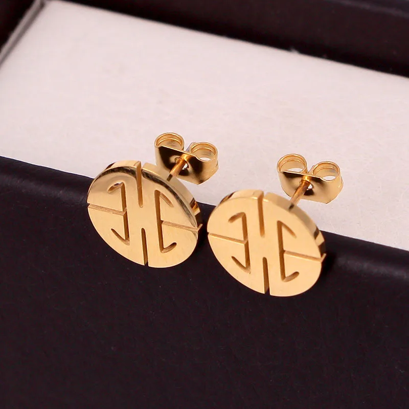 

Fashion Hollow-out Happy Word round Brand Ear Stud Cute Girl Simple and All-match Lucky Word Earrings Ear