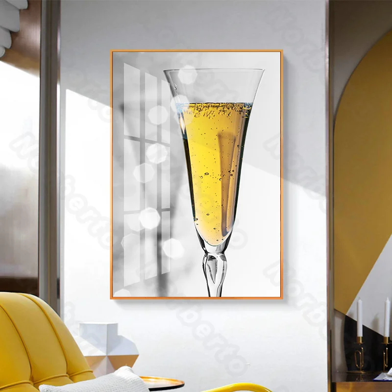 

Modern Style Canvas Painting Poster Gray Old Pictures Different Kinds of Red Wine Glasses Yellow Wine for Home Rooms Wall Decor