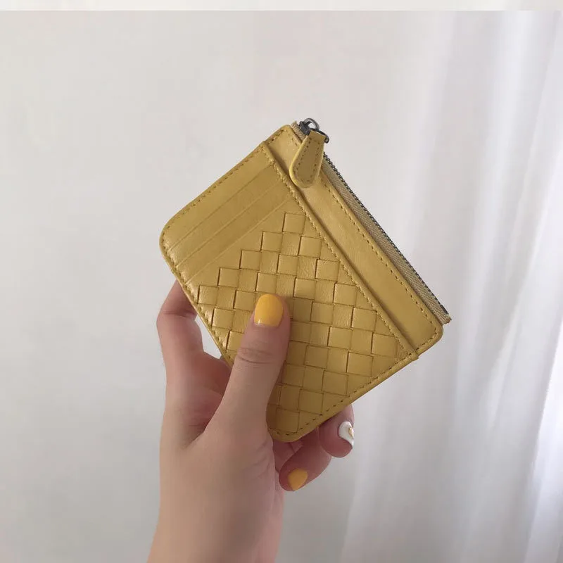 Тонкий женский кошелек из натуральной овечьей кожи с держателем для кредитных