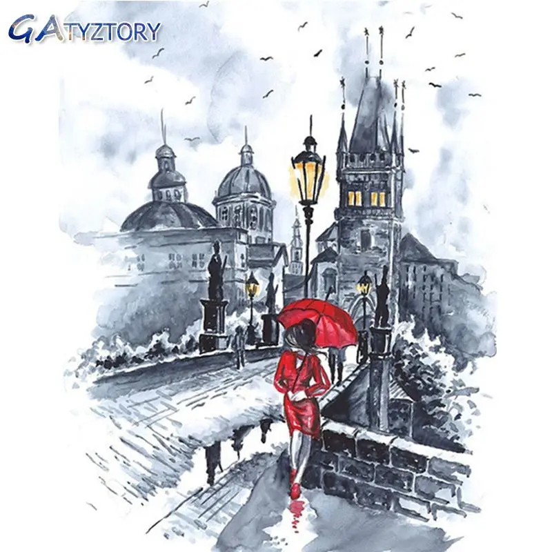 GATYZTORY Раскрашивание по номерам сделай сам абстрактная женщина в красных красках