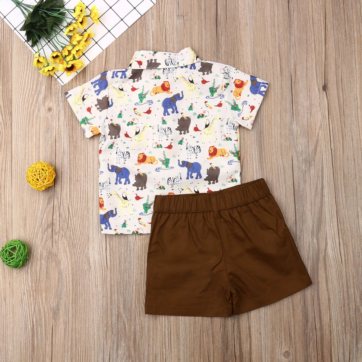 2019 Toddler Kids Baby Boy Clothes Set Summer Short Sleeve Elephant Whale Bow Tops Shirt Shorts Outfits Cotton Clothing 2Pcs |
