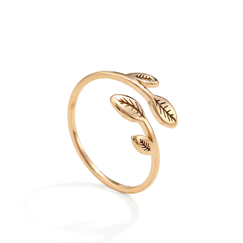 

Carlidana Leaf Hollow Open Ring Willow Bud Retro Design Rose Gold Japanese Hansen Minimalist Index Finger Ring