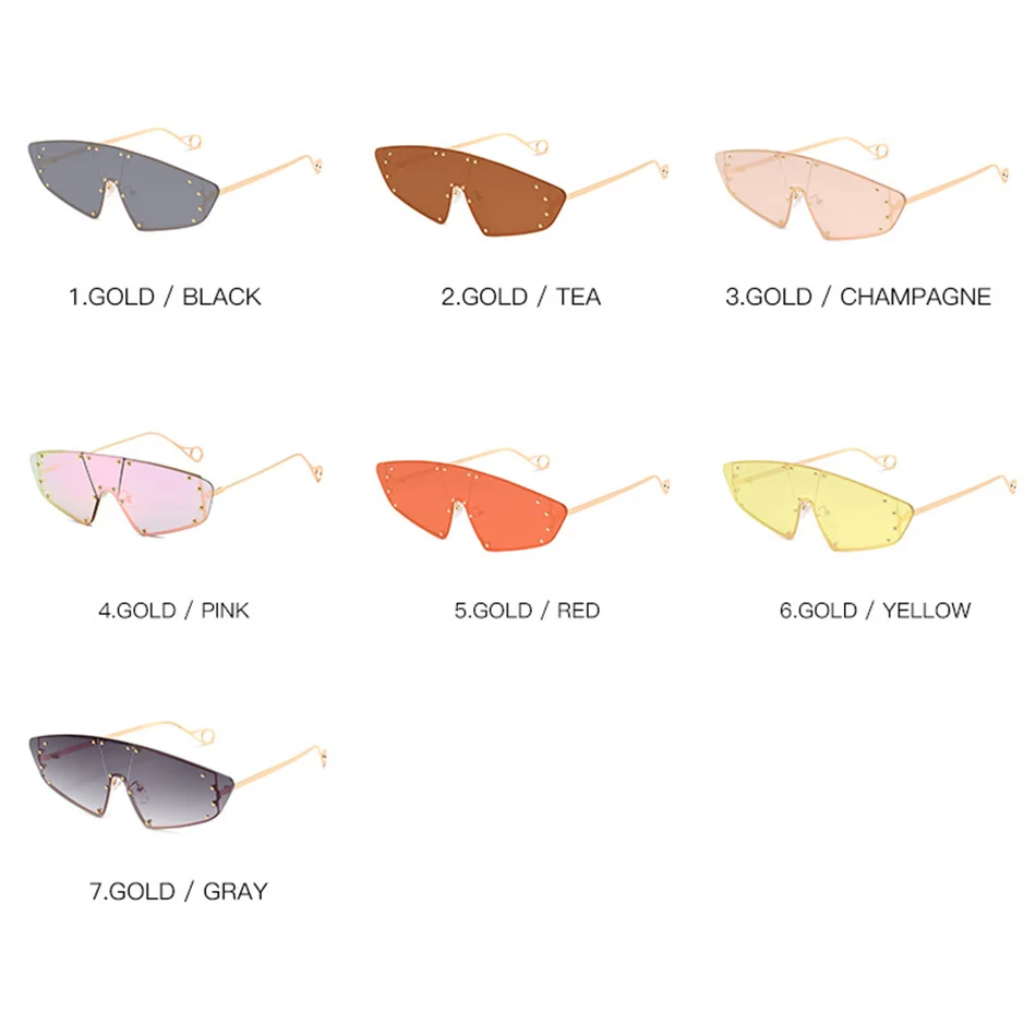 

1 Pcs Vintage Sunglasses Women 2020 Cat Eye Rimless Sun Glasses Men Luxury Brand Designer Sunglasses Rivet UV400 Eyewear