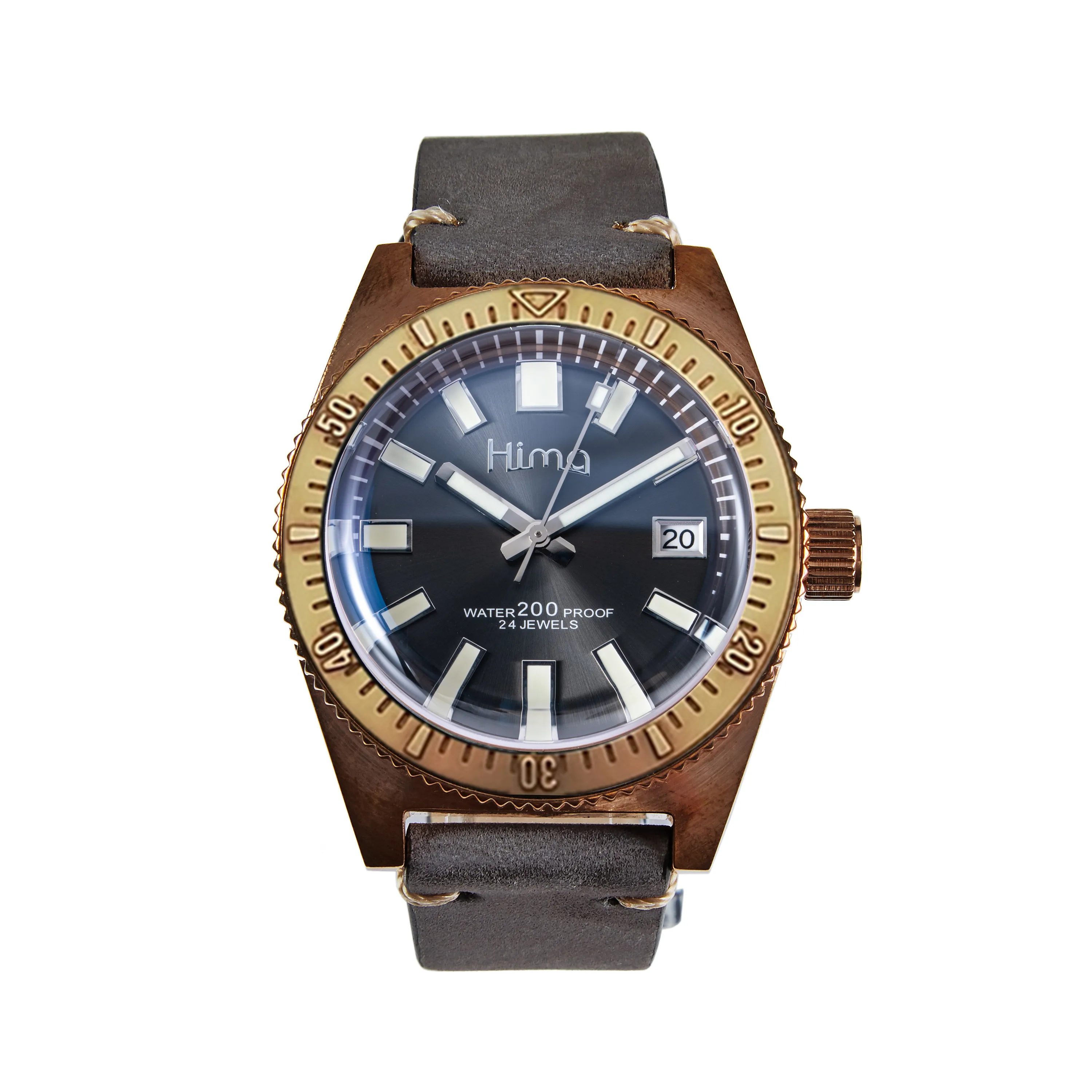 bronze leather band Proxima мужские 62mas винтажные часы для дайвинга из нержавеющей стали автоматические часы бронзовые - Цвет: bronze leather band