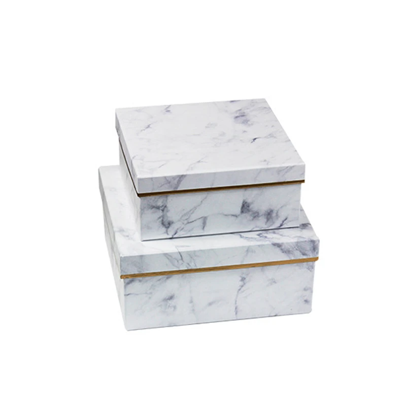 C White 3 Pcs 3 шт./компл. цветочный головной убор Коробки подарок квадратный Мрамор Подарочная коробка для конфет небольшой Коробки для подарков на Рождество цветы подарки жизни ваза - Цвет: C White 3 Pcs