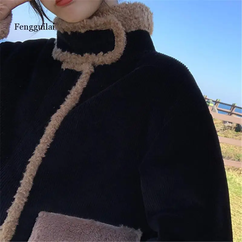 

Куртка женская из искусственной овечьей шерсти, на осень/зиму