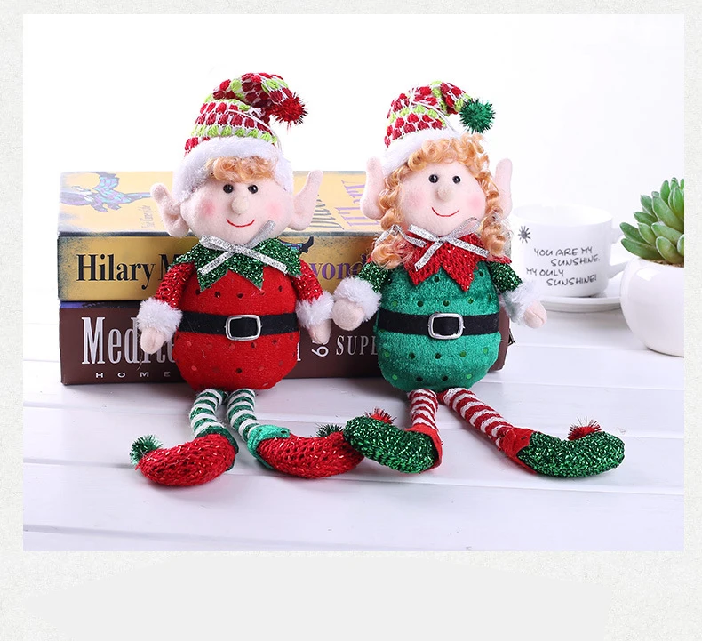 Рождественские украшения Рождественская Красная Зеленая длинная кукла с ногами