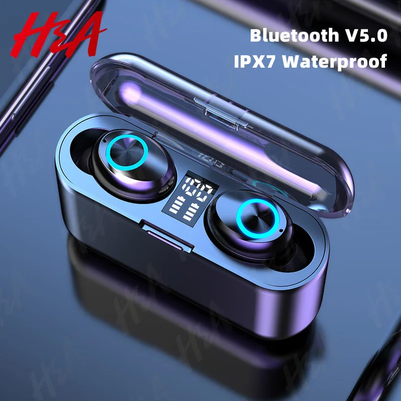 H & наушники вкладыши TWS с 5 0 Беспроводной Bluetooth 9D спортивная водонепроницаемая