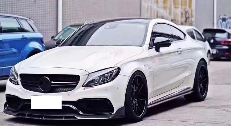 2 шт./компл. углеродного волокна боковой двери юбки тела фартуки для Mercedes Benz C класса W205 C63 AMG купе- FRP черный