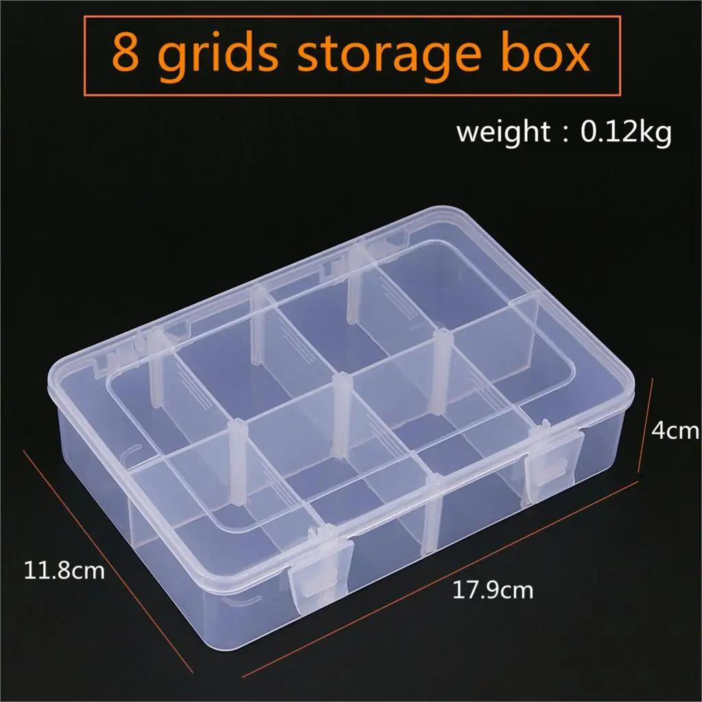 Adjustable 8 Grids Compartment Plastic Storage Box Jewelry Earring Bead Screw Holder Case Display Organizer Container