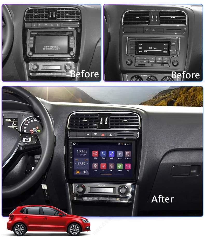 Автомагнитола 10 дюймов IPS + 2.5D 2 32 ГБ Android 8 1 DVD GPS-навигация для VW POLO sedan 2008-2015 2016 2017 2018