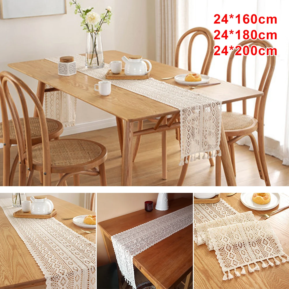 

Crochet Lace Boho Table Runner Macrame Table Runner with Tassels for Cafe Home Wedding Party Kitchen Table DecorProducts you