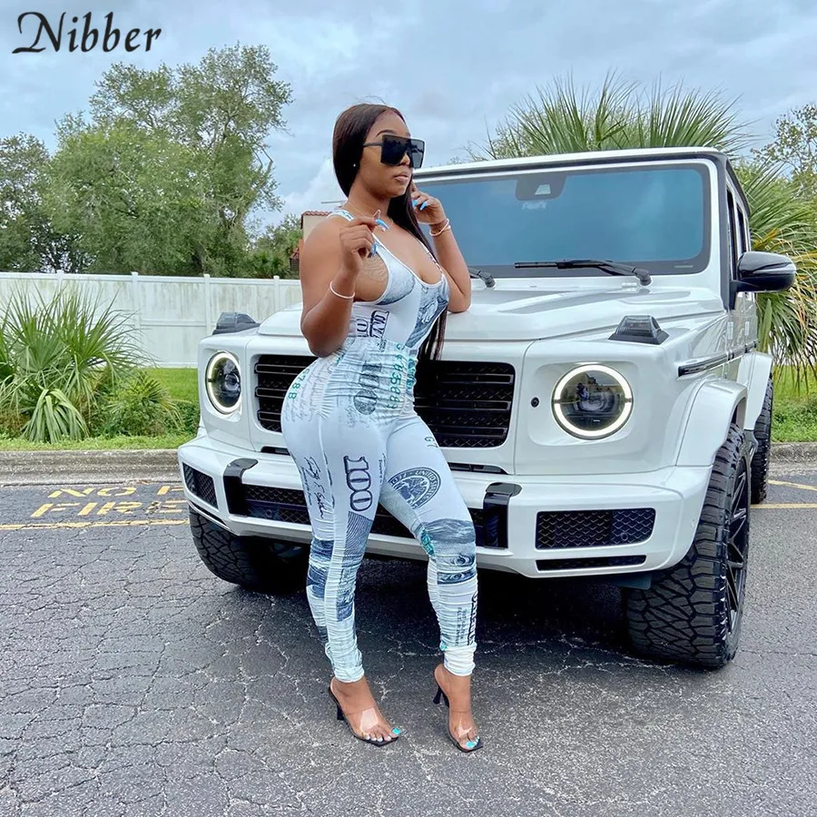 

NIBBER Sexy Tube Top Women Bodysuits 2020 Fashion Low-cut Bodycon Jumpsuit print skinny camisole Casual Stretch Leggings