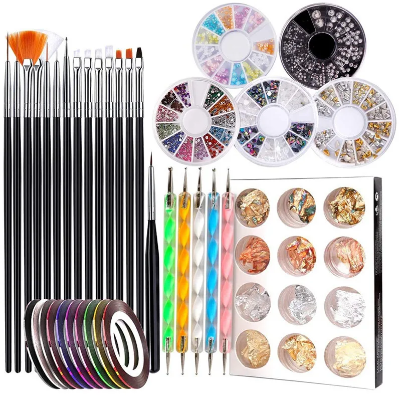 

Nail Art Tool Set Nail Brushes Double-ended Dotting Pens Paillette Foil Chips Manicure Tapes Nail Rhinestone Beauty DIY Painting