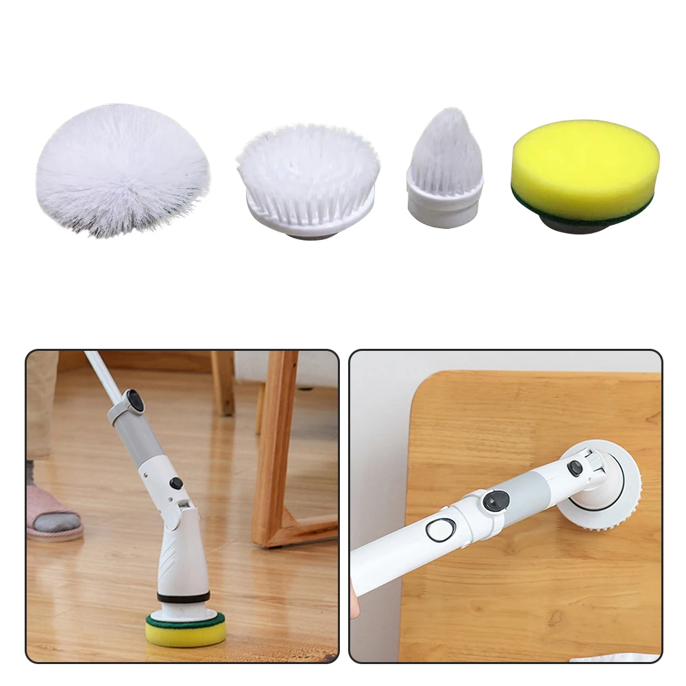 

4pcs Electric Cleaning Turbo Brush Cleaner Bathroom Kitchen Bedroom Floor Scrubber Charging Rotating Corner Scrub Tool Set