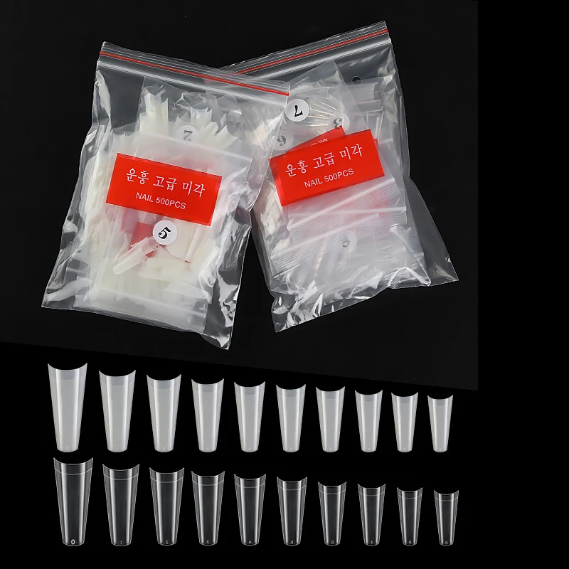 500 шт./пакет 10 размеров акриловые гроб накладные ногти французского маникюра и