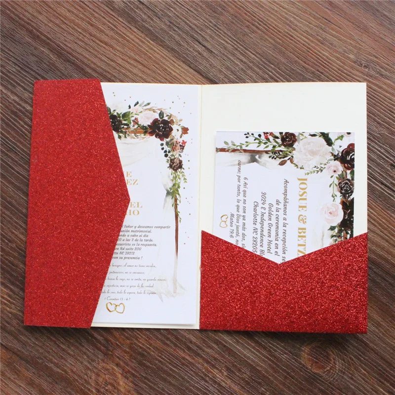 Подарочный набор сливового свадебного приглашения трехскладной карман