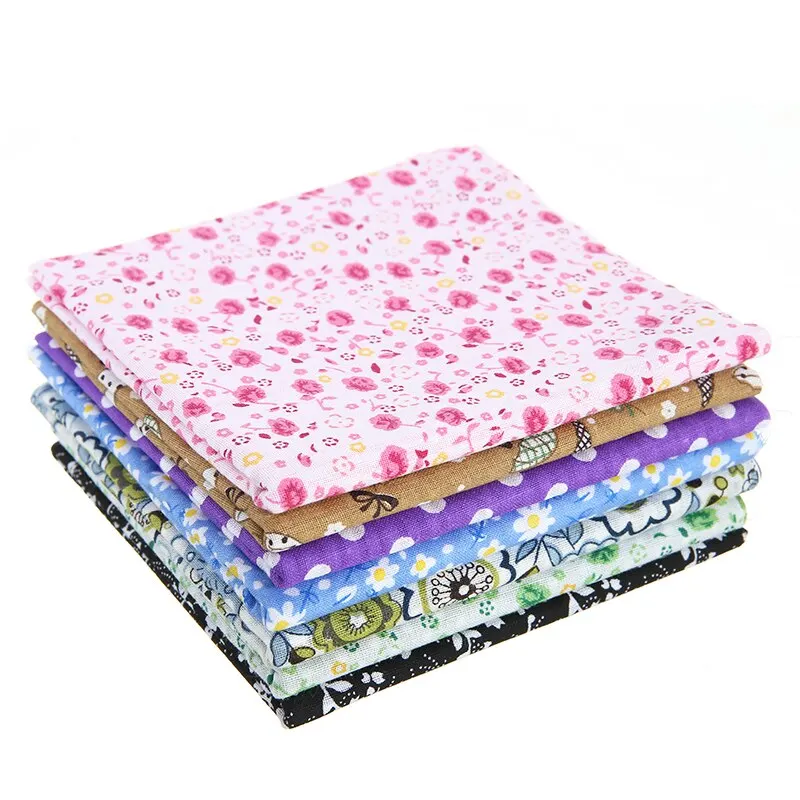 

100% Cotton 7PCs Sewing Clothing Fabric Assorted Squares Pre-Cut Quilt Quarters Bundle Patchwork For DIY Handmade Doll 25*25cm