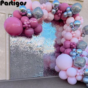 104 шт. Детские розовый шар комплект гирлянды 22 дюймов диско 4D мяч My 1st в течение одного года вечерние украшения для детей для маленьких мальчиков и девочек гирлянда свадеб
