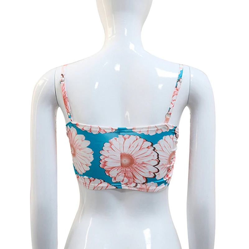 

Sexy Cami Top Women Summer Backless Crop Tops Tees Ladies Sleeveless Camisole Streetwear 2021The New Flowers print cloth clothes