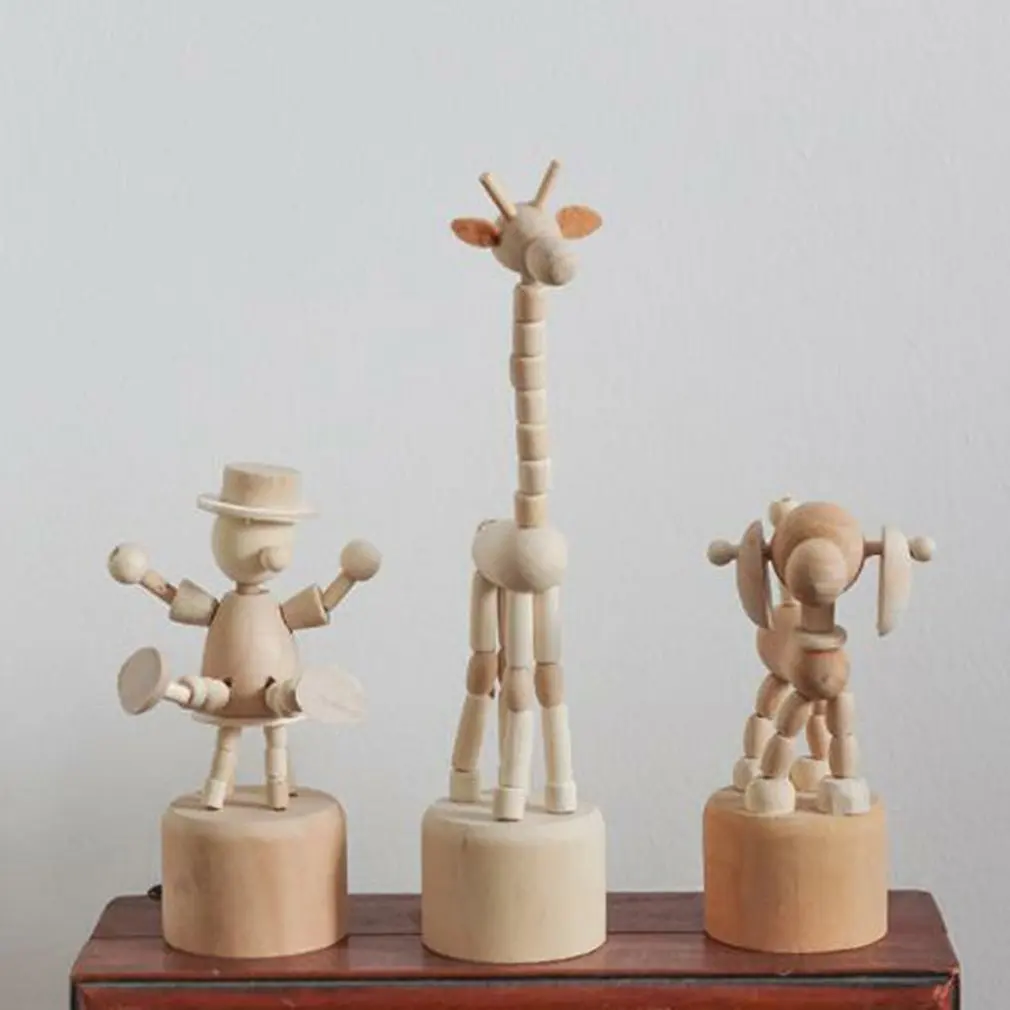 

Подвижная настольная фигурка куклы из мультфильма, деревянная статуя клоуна, лошади, жирафа, собаки, ремесла, игрушка, подарки, украшение дл...