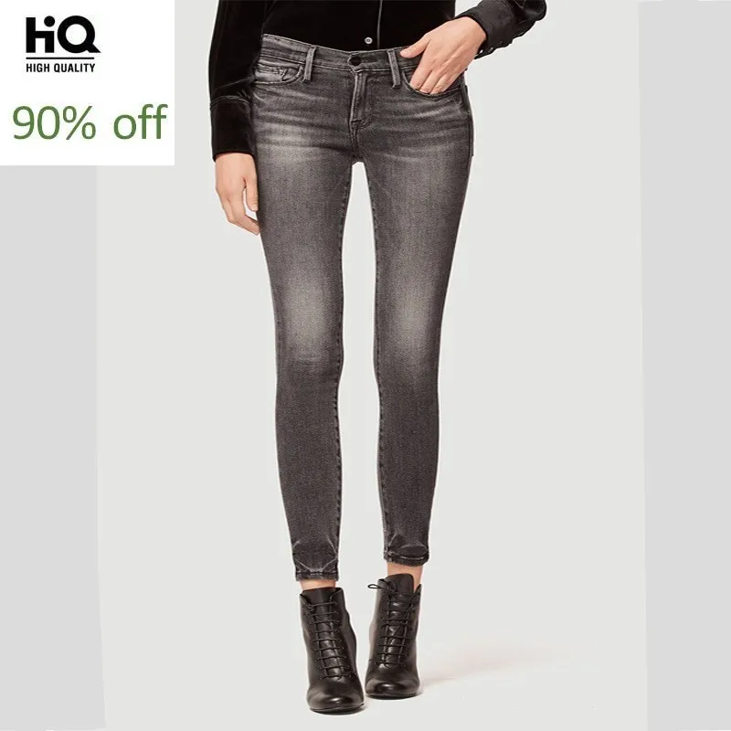 Весенняя новинка Брендовые женские эластичные джинсовые узкие брюки высокая