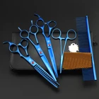 Набор ножниц для собак Purple Dragon 7,0 дюйма, профессиональные японские нержавеющие прямые ножницы для ухода за питомцами, изогнутые ножницы Chunker Up Z3002