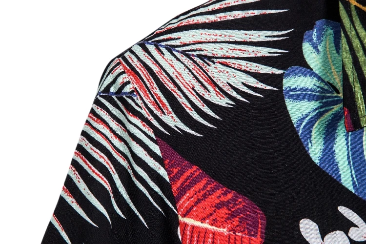 

Men's Hawaiian Shirts, Summer Casual Short Sleeve Button Down Leaf Flower Print Beach Shirts