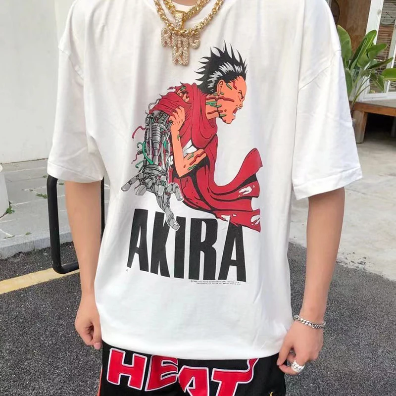 

Vintage Washed Devil Akira Robotic Arm Printed High Quality 1:1 High Street Oversize Men Women Cotton Short Sleeve T Shirt