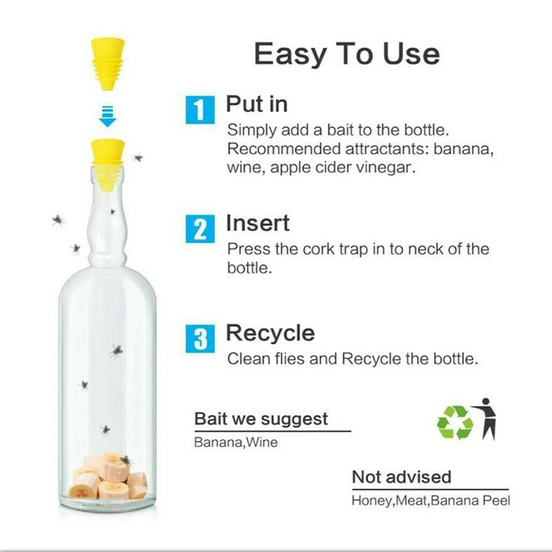 

2pcs Fly Trap Catcher Insect Killer Bug Wasp Flies Pest Control Insects Trap for Kitchens Garden Fruit Fly Catcher Indoor House