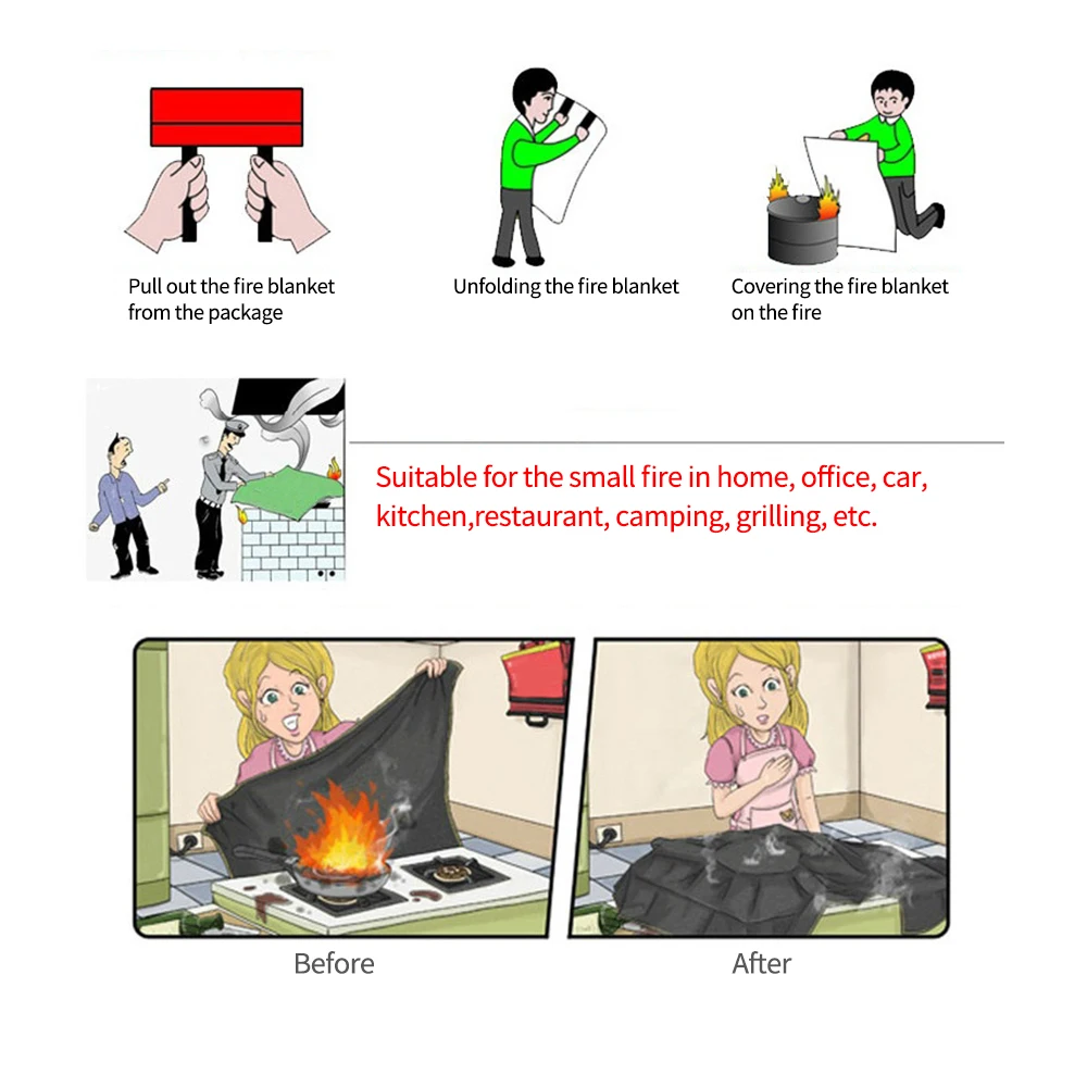 

1M x 1M Sealed Fire Blanket Fighting Fire Extinguishers Tent Boat Emergency Blanket Survival Fire Shelter Safety Cover Yellow
