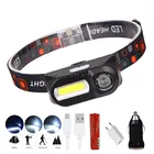 3800LM головной светильник мини Q5 + COB светодиодный налобный фонарь USB Перезаряжаемые Фонарь Кемпинг Пеший Туризм ночная рыбалка светильник 18650 батарея
