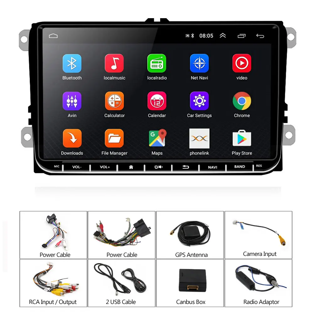 Автомобильный мультимедийный плеер Podofo 2 Din Android 9 0 GPS навигация дюймов радио