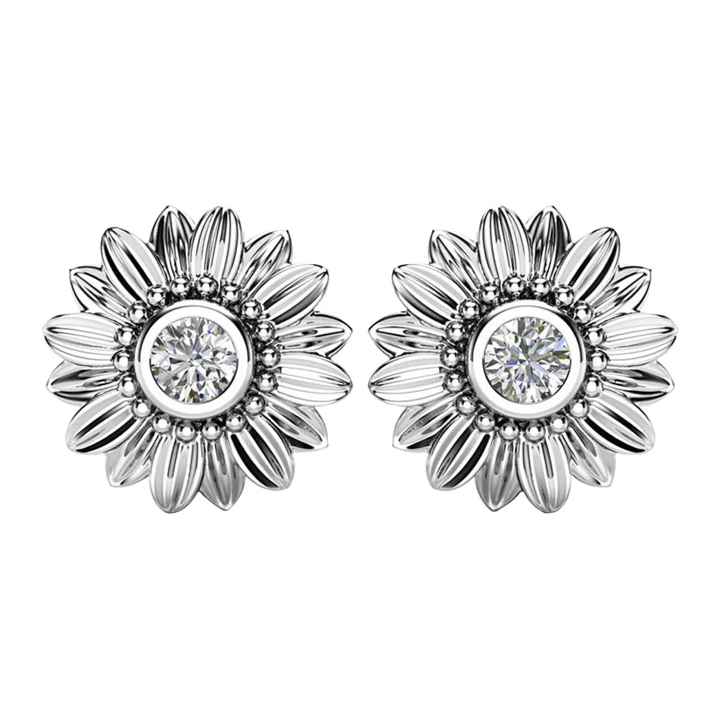 Модные ювелирные изделия оригинальные серьги-гвоздики в виде подсолнуха из
