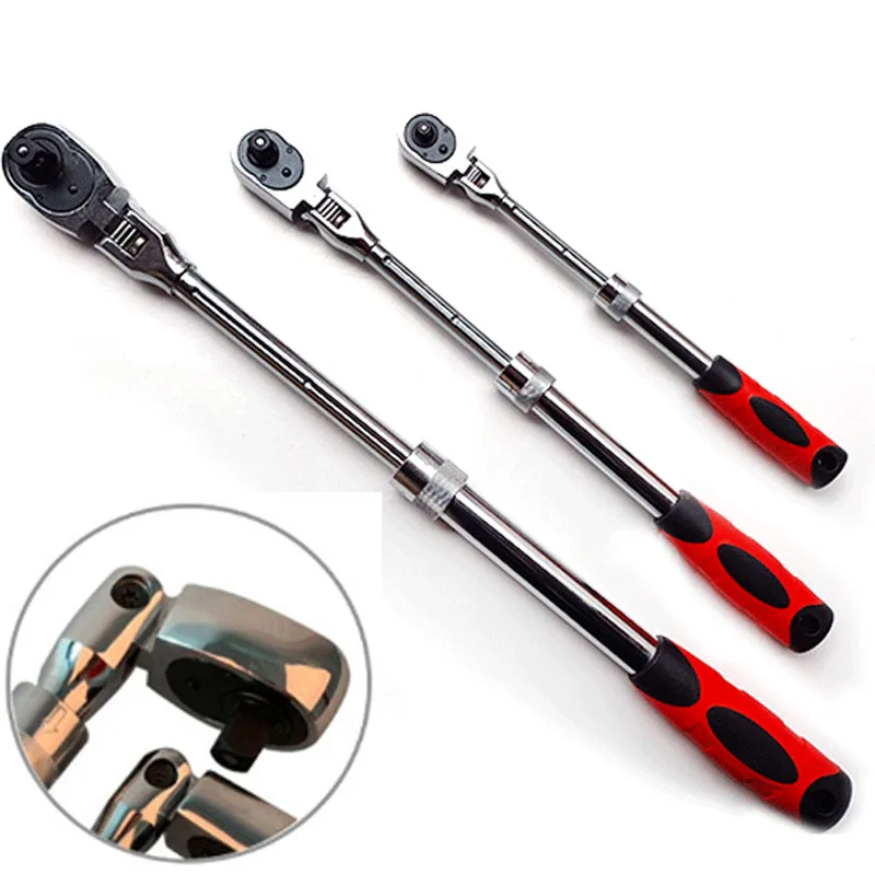 1/4&quot3/8&quot1/2&quot Telescopic Ratchet Spanner 72Teeth Carbon Steel Retractable Wrench Can Adjust 90 Degrees Movable head |