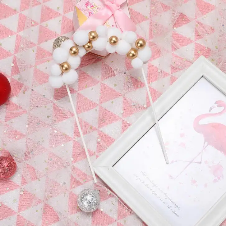 1 шт. белый красный мягкий помпон из искусственного меха Арка торт для капкейка-Baby