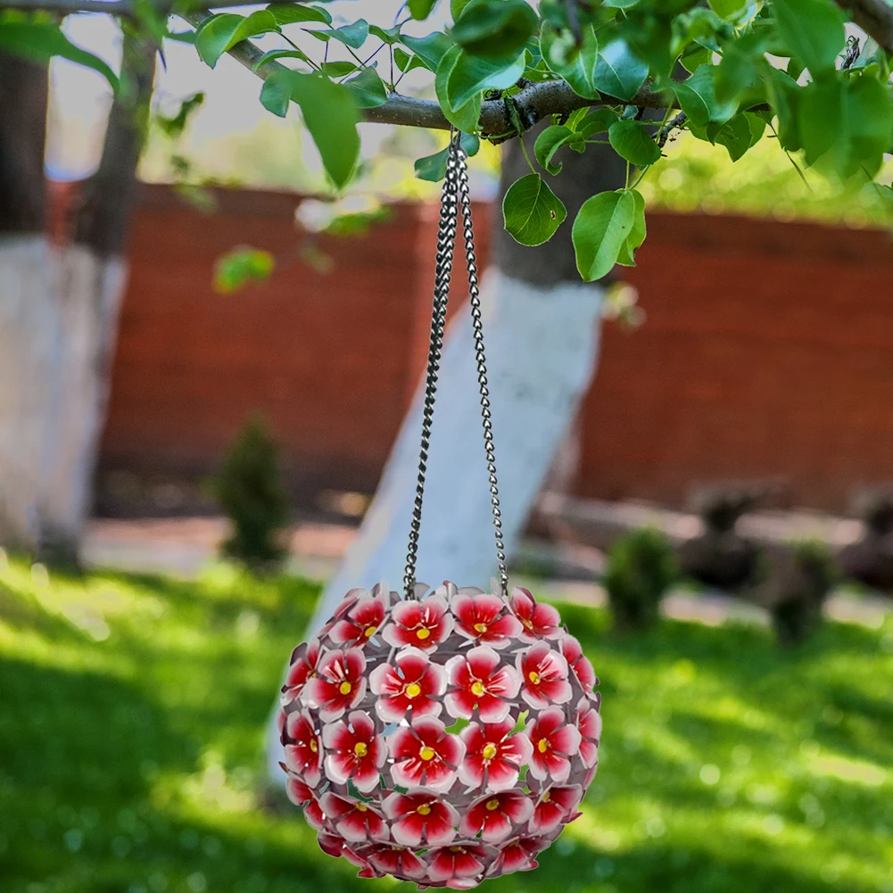 

LED Solar Hydrangea Ball Light Wrought Iron Flower Lantern Projection Hanging Lamps Outdoor Yard Art Ornaments Garden Decoration