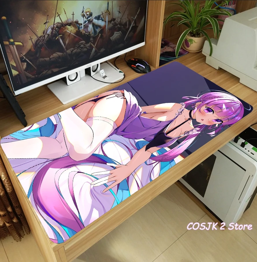 anime hololive vtuber minato aqua murasaki shion mouse pad thicken laptop gaming mice mat table keyboard mat playmat decor gifts free global shipping