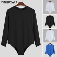 mens bodysuit t shirts long sleeve round neck tee tops leisure solid sexy rompers camiseta incerun man fitness t shirts s 5xl 7
