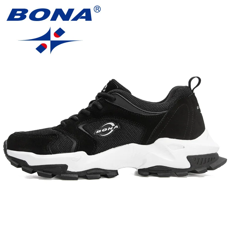 BONA 2022 New Designers Suede Mesh Running Shoes for Men Breathable Sneakers Man Sport Shoe Trainers Walking Footwear Mansculino