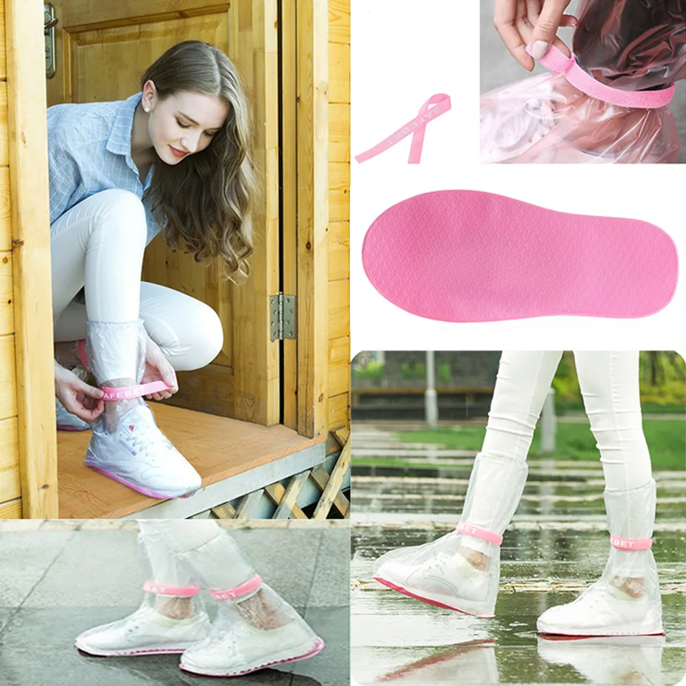Непромокаемые женские туфли средней длины из ПВХ резиновые сапоги на платформе