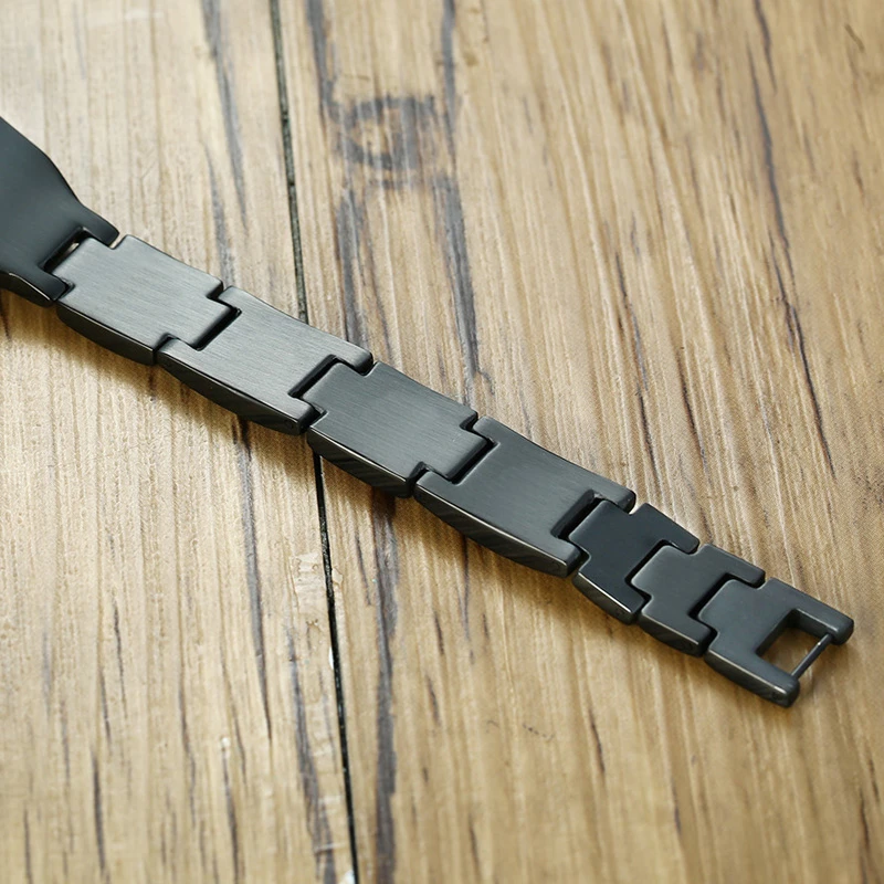 Мужской браслет на запястье из нержавеющей стали с синей вставкой углеродного