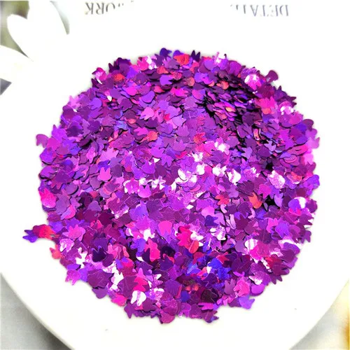 Laser purple 10g Ультра-тонкая PET блестки 4 мм кролик лазерный блеск 3D блестка для ногтей блестки Eo-Friendly свободные блестки для украшения для ногтей 10 г - Цвет: Laser purple 10g